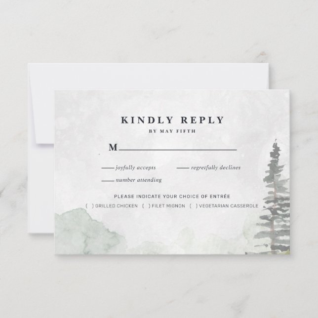 Rustikales Minimalistisch Wedding RSVP | Aquarellk Ankündigung (Vorderseite)