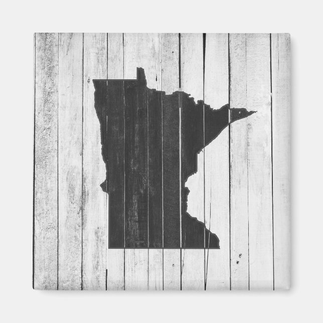 Rustikales Minnesota aus Holz, schwarz und weiß Magnet (Vorne)