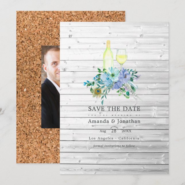 Rustikales Mint Boho Weinverkostung Hochzeitsfest  Save The Date (Vorne/Hinten)