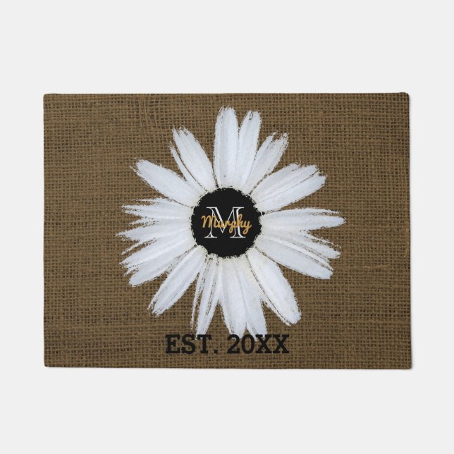 Rustikales mit Monogramm Gänseblümchen des Fußmatte (Vorderseite)
