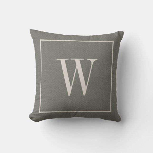 Rustikales Mit Monogramm originales Chic Green Kissen (Vorderseite)