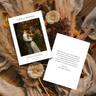 Rustikales modernes Boho Budget Foto Hochzeit Lieb Dankeskarte