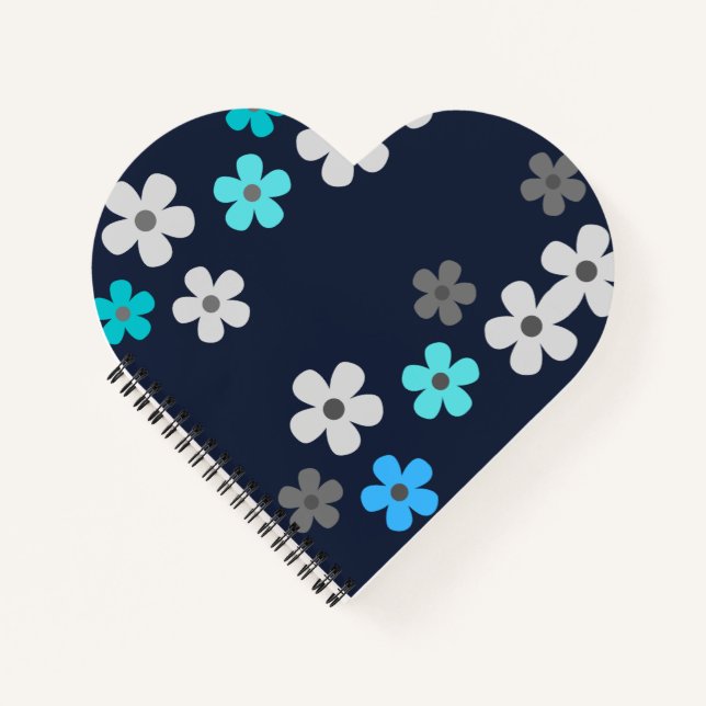 Rustikales, modernes Herz-Blumen-Spiral-Notebook Notizbuch (Vorderseite)