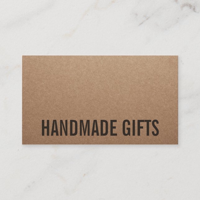 Rustikales, modernes Kraftpapier, handgefertigt Visitenkarte (Vorderseite)
