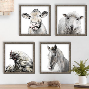 Rustikales modernes Landhaus Barnyard Tiere Bilderwand Sets