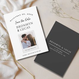 Rustikales, modernes Schwarz-Weiß-Polaroid-Foto Save The Date