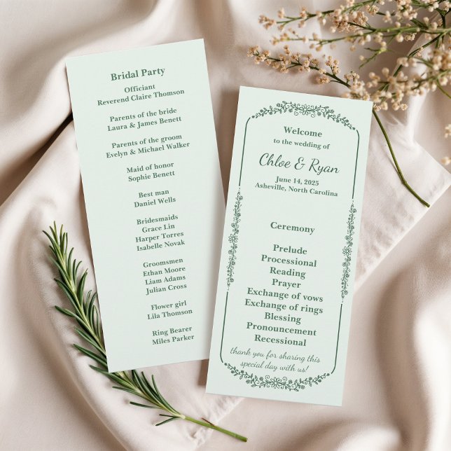 Rustikales Monchrome Floral Wedding Programm (Von Creator hochgeladen)