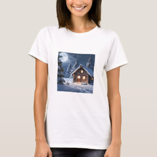 Rustikales Mondlicht Gemütliche Winterhütte T - Sh T-Shirt