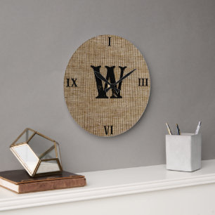 Rustikales Monogram Bauernhaus Eigene Familienname Große Wanduhr