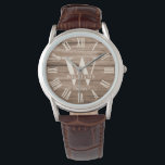 Rustikales Monogram Bauernhaus Eigener Familiennam Armbanduhr<br><div class="desc">Personalisierter Familienname,  Monogramm und Jahr etablierte Rustic Modern Watch in einem trendigen Bauernstil mit römischer numerischer Uhr Gesicht und hellen Holzplanken / shiplap Hintergrund Design. Perfektes Geschenk für Neuvermählte,  Hochzeiten,  Hauswärme oder Großeltern Geschenk.</div>