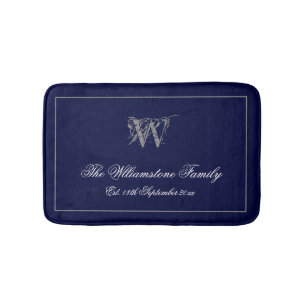 Rustikales Monogramm + Familienname Hochzeitsgesch Badematte