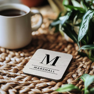 Rustikales Monogramm mit serifhem Namen in hellem  Getränkeuntersetzer