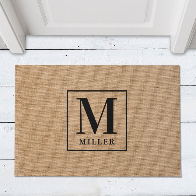 Rustikales Monogramm moderner Familienname Fußmatte (Von Creator hochgeladen)
