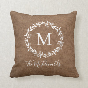 Rustikales Monogramm   Moderner Farmhausstil Kissen