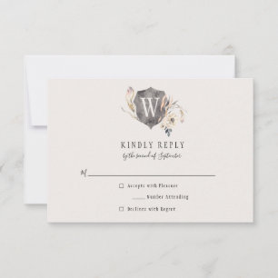 Rustikales Monogramm-Wappen-UAWG RSVP Karte