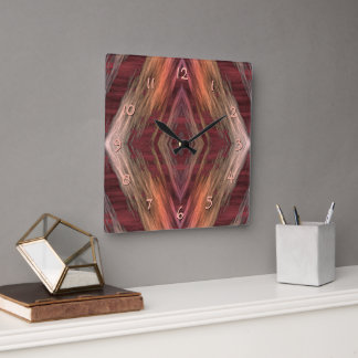 Rustikales Mosaik American Native Indian Cabin Pat Quadratische Wanduhr
