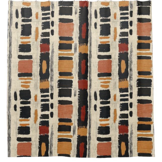 Rustikales Mudcloth-Geometrisches Muster (1) Duschvorhang (Vorderseite)
