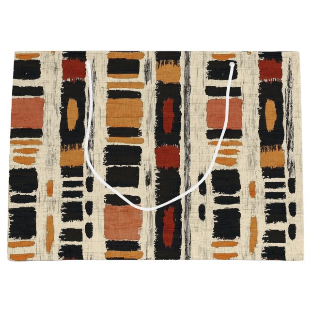 Rustikales Mudcloth-Geometrisches Muster (1) Große Geschenktüte (Vorderseite)