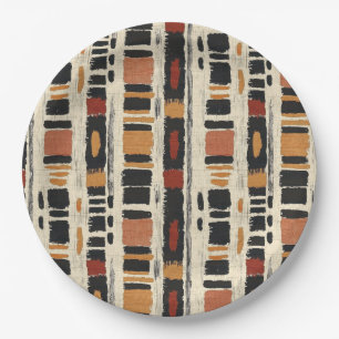 Rustikales Mudcloth-Geometrisches Muster (1) Pappteller