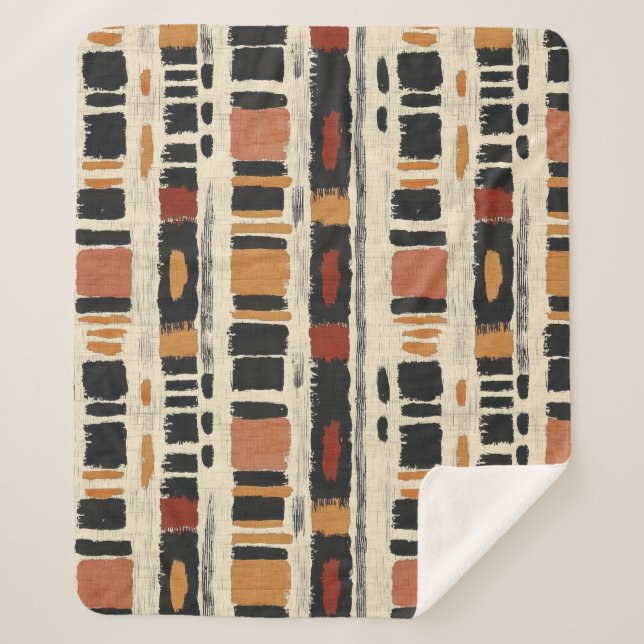 Rustikales Mudcloth-Geometrisches Muster (1) Sherpadecke (Vorderseite)