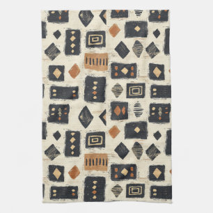 Rustikales Mudcloth-Geometrisches Muster (2) Geschirrtuch