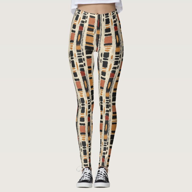 Rustikales Mudcloth-Geometrisches Muster (3) Leggings (Vorderseite)