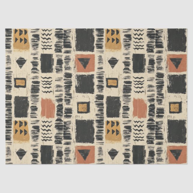 Rustikales Mudcloth-Geometrisches Muster (3) Seidenpapier (Vorderseite)