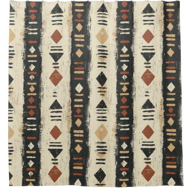 Rustikales Mudcloth-Geometrisches Muster (4) Duschvorhang (Vorderseite)