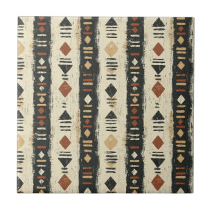 Rustikales Mudcloth-Geometrisches Muster (4) Fliese