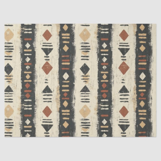Rustikales Mudcloth-Geometrisches Muster (4) Seidenpapier (Vorderseite)