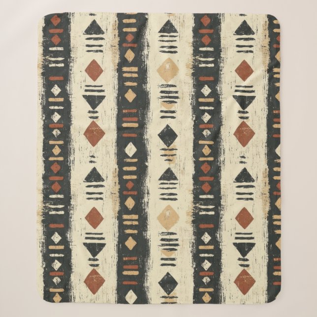Rustikales Mudcloth-Geometrisches Muster (4) Sherpadecke (Vorderseite)