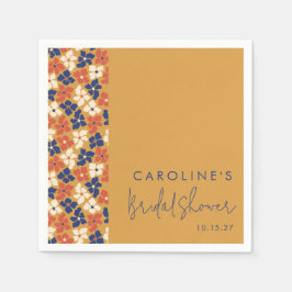 Rustikales Mustard Blue Botanic Brautparty Custom Serviette