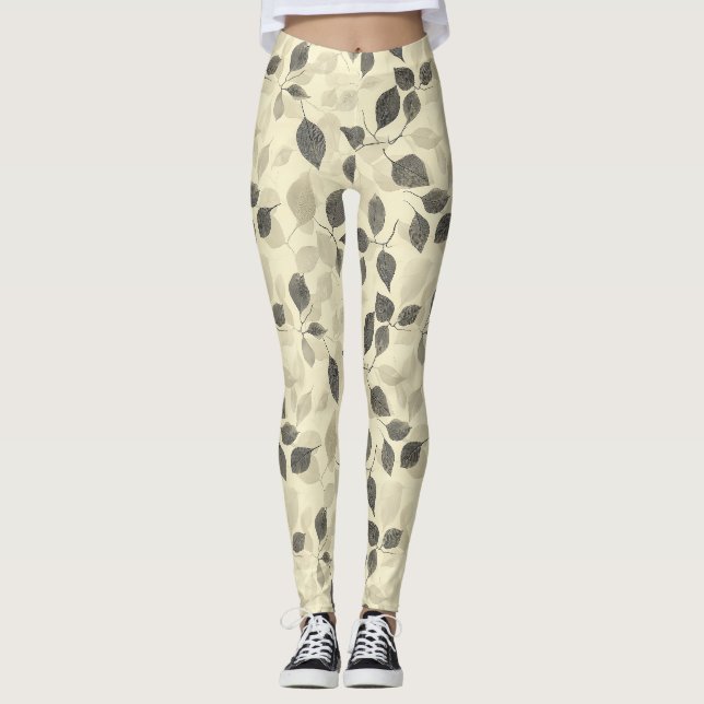 Rustikales Muster aus gepressten Blättern – Herbst Leggings (Vorderseite)
