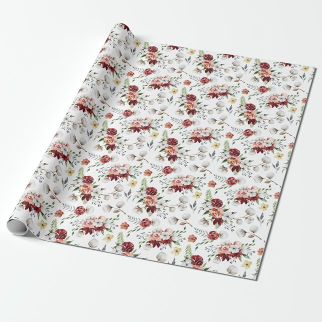 Rustikales Muster für Südflora und Baumwolle Geschenkpapier (Ungerollt)