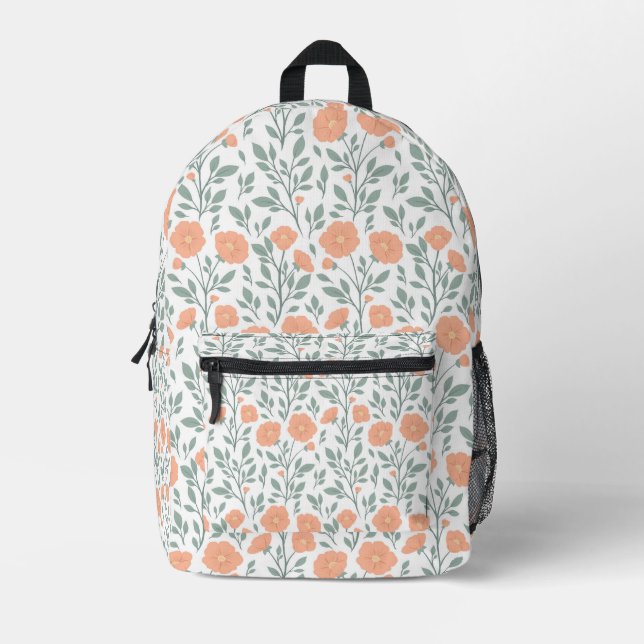 rustikales Muster mit rosa Blume Bedruckter Rucksack (Vorderseite)