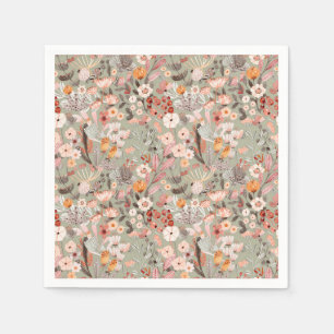 Rustikales Muster Taupe Floral Boho Botanisches Mu Serviette