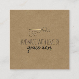 Rustikales Nähen   Needle Kraft Square Business Ca Quadratische Visitenkarte
