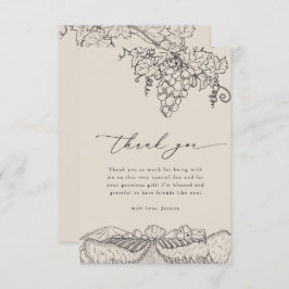 Rustikales Napa Valley Weinkeller Brautparty Dankeskarte