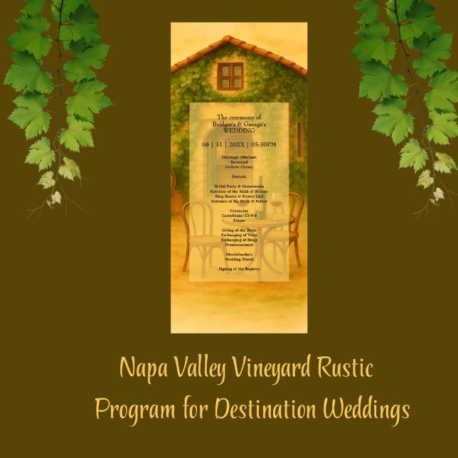 Rustikales Napa Vineyard Golden Wedding Programm (Von Creator hochgeladen)
