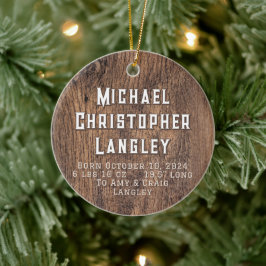 Rustikales Naturwald Land Geburtsdetails Urlaub Keramik Ornament