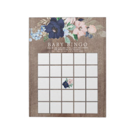 Rustikales Navy Blue & Blush Baby Dusche Bingo Spi Notizblock