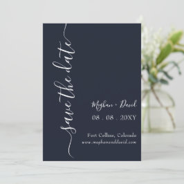 Rustikales Navy Blue Elegant Modernes Save the Dat Save The Date