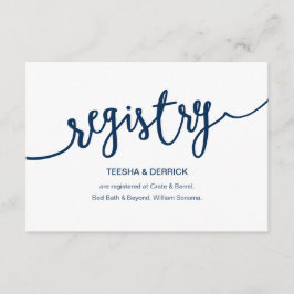 Rustikales Navy Blue Script, Hochzeitsregister Begleitkarte