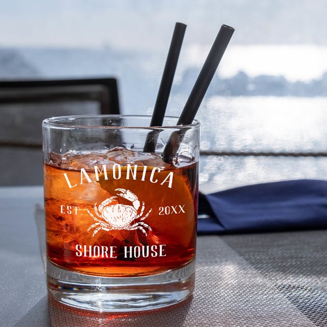 Rustikales Navy Crab Personalisiert Shore House Whiskyglas (Von Creator hochgeladen)