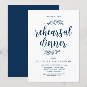 Rustikales Navy Farm Blue, Hochzeit Probe Dinner Einladung
