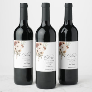 Rustikales neutrales Boho-Flora-Weinlabel 2 Weinetikett