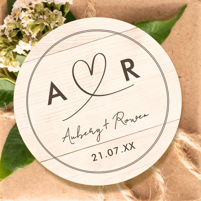 Rustikales neutrales Boho Wood sieht Niedliches Sc Runder Aufkleber (Von Creator hochgeladen)