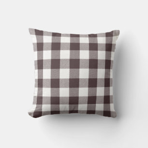 Rustikales neutrales Brown White Gingham Buffalo K Kissen