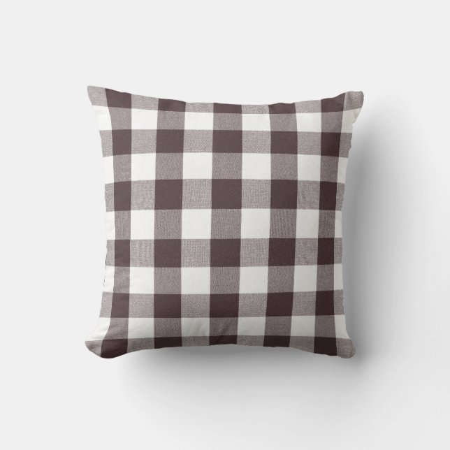 Rustikales neutrales Brown White Gingham Buffalo K Kissen (Vorderseite)