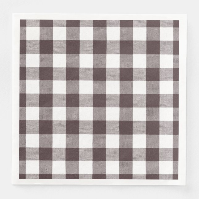 Rustikales neutrales Brown White Gingham Buffalo K Serviette (Vorderseite)